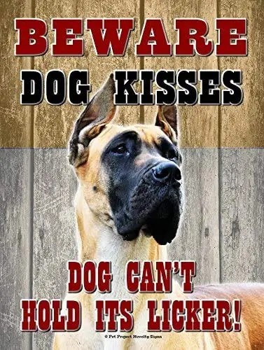 

Beware Dog Kisses Vintage Retro Aluminum Plaque Wall Signs Decor for Home Man Cave Pub Club Bar, 8 x 12 Inches