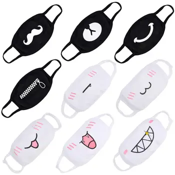 

9PCS Unisex Cute Cartoon Face Mask Funny Teeth Pattern Anti-bacterial Dust Winter Mouth Mask Emotiction Masque Kpop masks