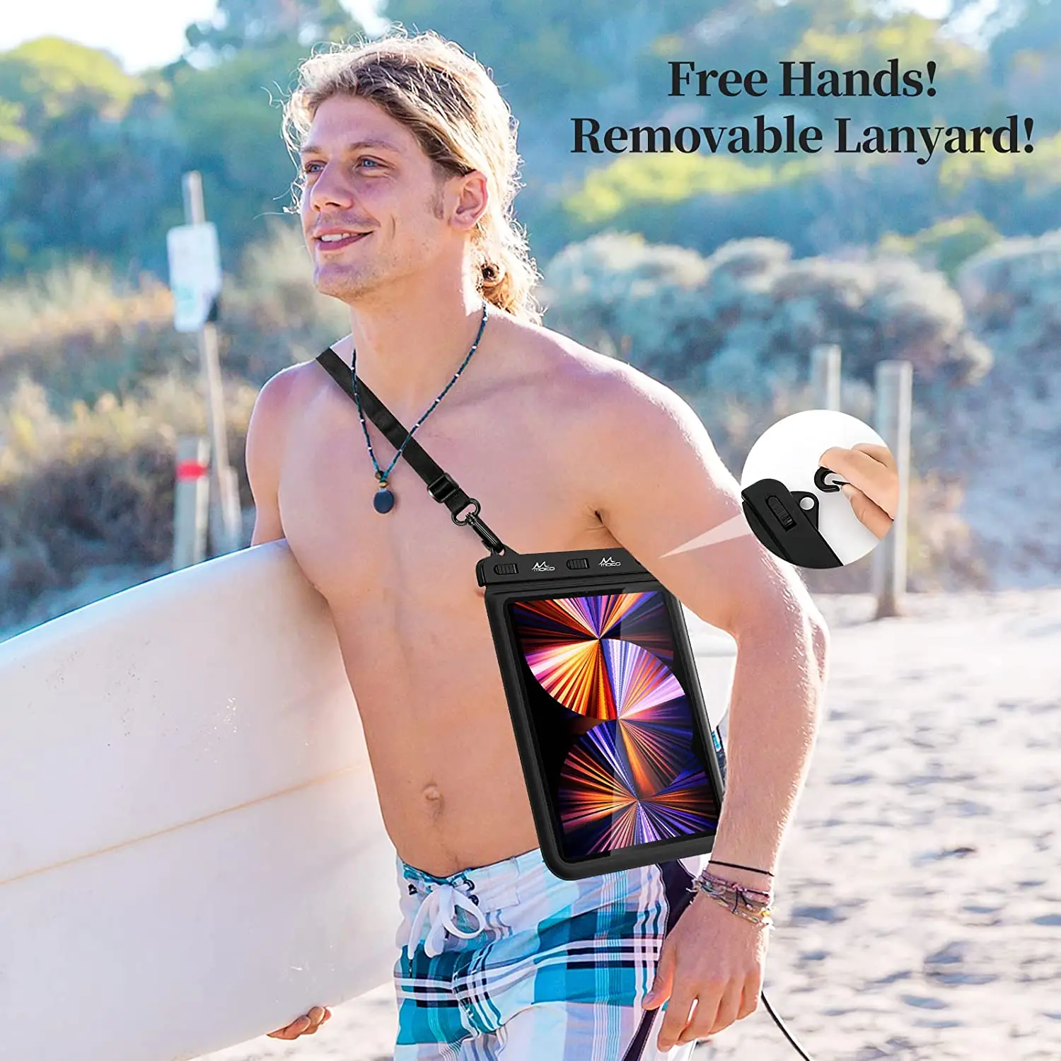MoKo Waterproof Tablet Case 12 inch for iPad Pro 11,Galaxy Tab S6/S7 Bathroom Kitchen Stand Pouch Tablet Dry Bag 6