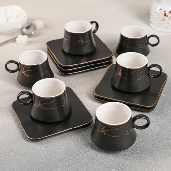 

Macy coffee set, 12 items: 6 cups 100 ml, 6 saucers 11 cm, black