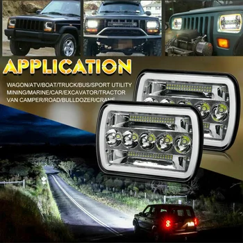

Waterproof LED Headlight 7x6 5X7 Inch Hi-Lo Halo For Chevy Express Cargo Van