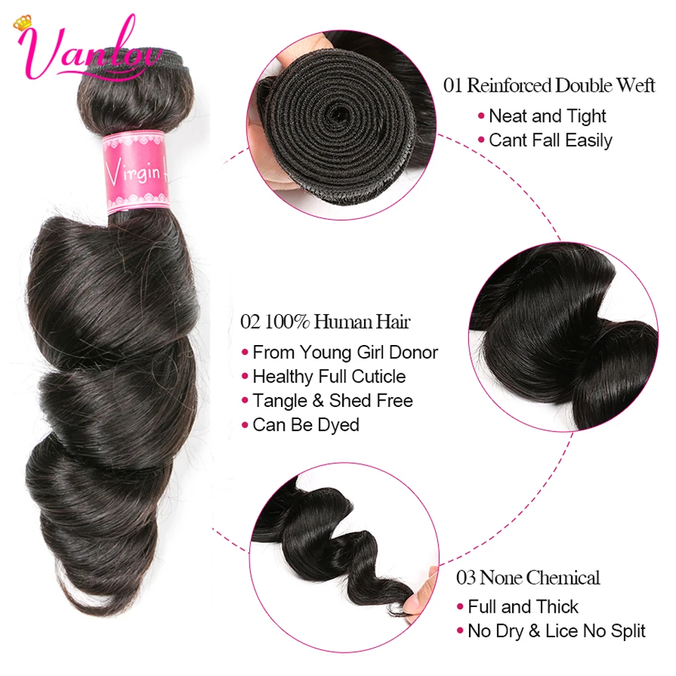 Loose Wave Bundles Malaysian Hair Weave Bundles 3 Bundles 100% Remy Human Hair Bundles Natural Black Wholesale Vanlov Hair (9)