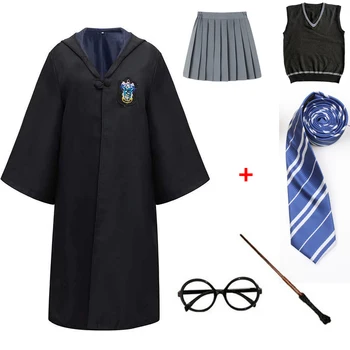 

Adult Kids Ravenclaw Cloak Cosplay Potter Costumes Shirt Gryffindor Slytherin Robe Potter Costume Hermione School Uniform Gifts