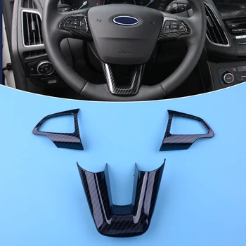 

CITALL 3pcs Carbon Fiber Style Interior Steering Wheel Decoration Moilding Frame Cover Trim Fit For Ford Focus 2015 2016-2018