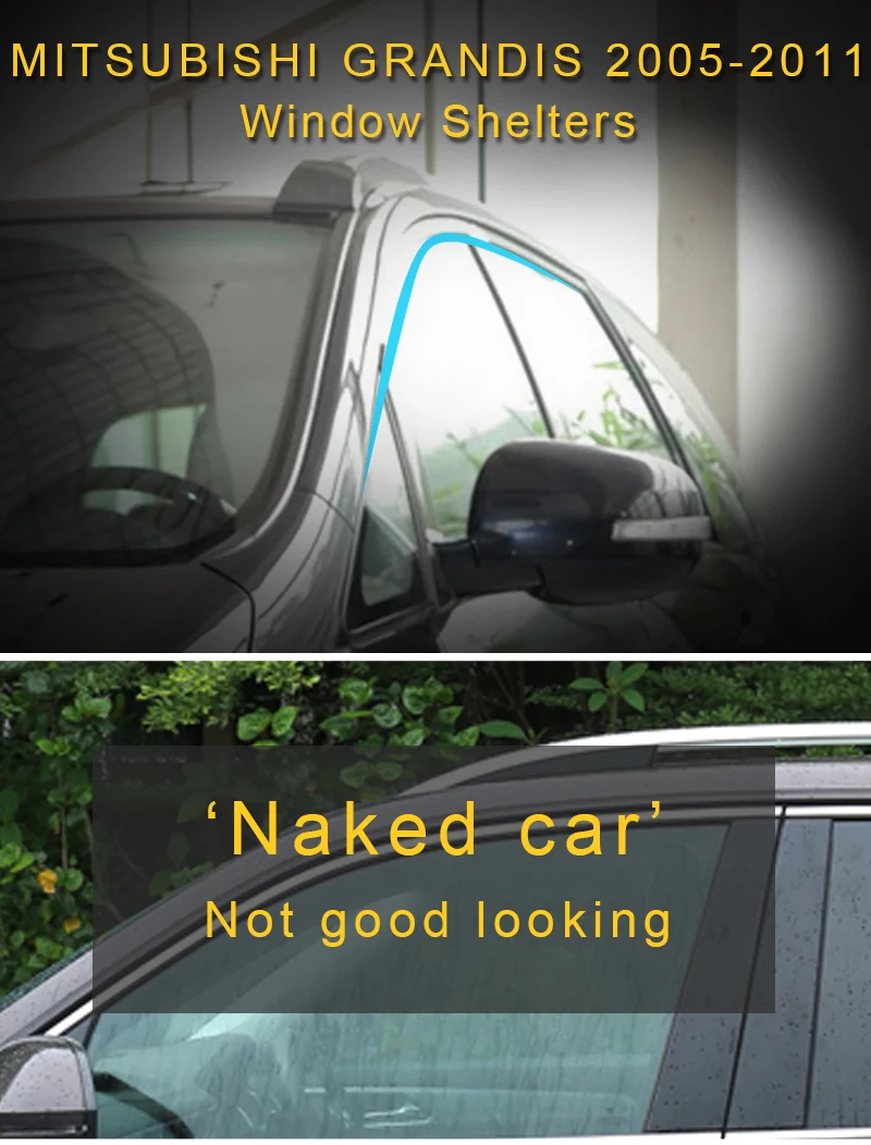 Для MITSUBISHI Grandis Space Wagon 2003-2011, защита от солнца и дождя, козырьки щиток, защитная крышка, накладка, рамка, наклейка