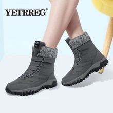 Новинка; зимние теплые плюшевые женские ботинки; замшевые женские зимние ботинки; модные Нескользящие ботинки на плоской подошве; водонепроницаемые ботильоны; Botas mujer