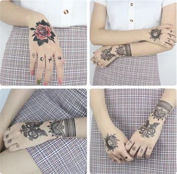 

Fashion Flower Pattern Tattoo Sticker Waterproof Temporary Sticker Geometric Planet Tattoo Black Tattoos Body Arm Fake Tatoos