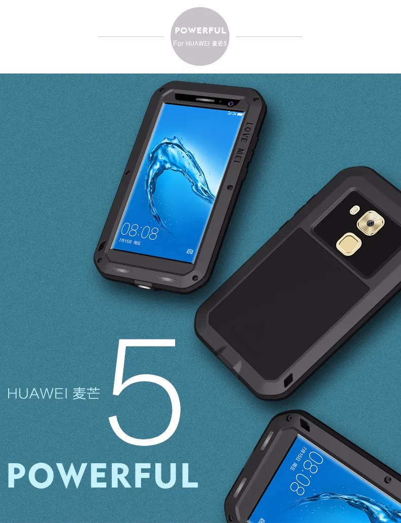 Love Mei For Huawei Nova Plus Case Metal Aluminum Dirt Waterproof Powerful Case Cover For Huawei Nova Plus+ Tempered Glass