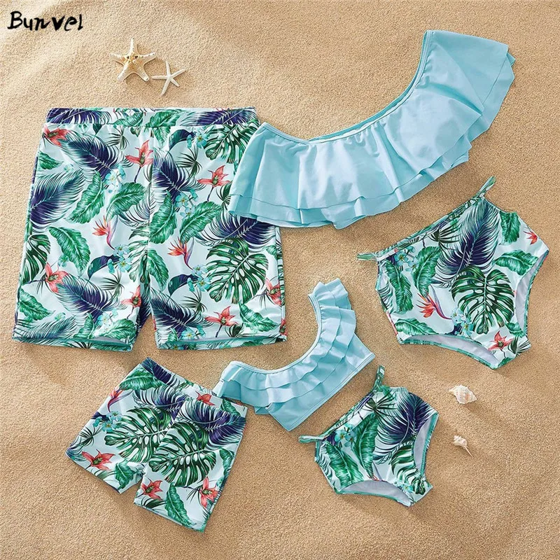 Bunvel/Летняя Одинаковая одежда для всей семьи Купальный костюм в стиле бохо с