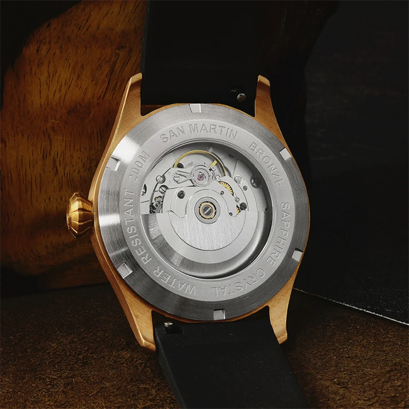Бронзовые водонепроницаемые часы для дайвинга с сапфировым кристаллом в нижней части, Супер Светящиеся Классические Стильные военные часы в стиле ретро