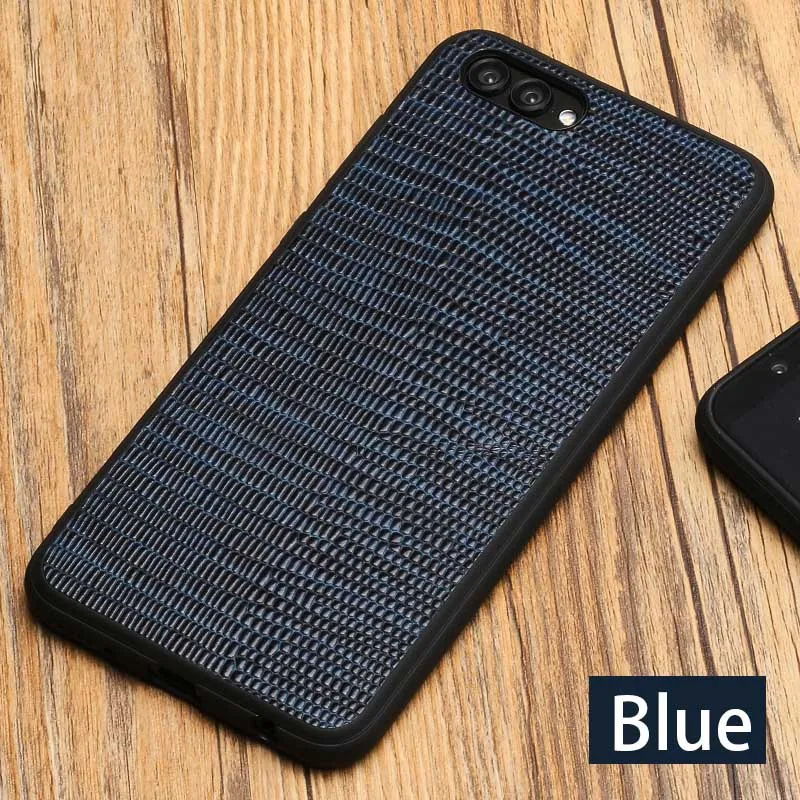 Роскошный чехол для телефона из натуральной кожи для HUAWEI Honor V10, чехол с текстурой ящерицы, все включено, чехол s для P10 Nova 2S Plus mate 9 10 Pro - Цвет: Синий