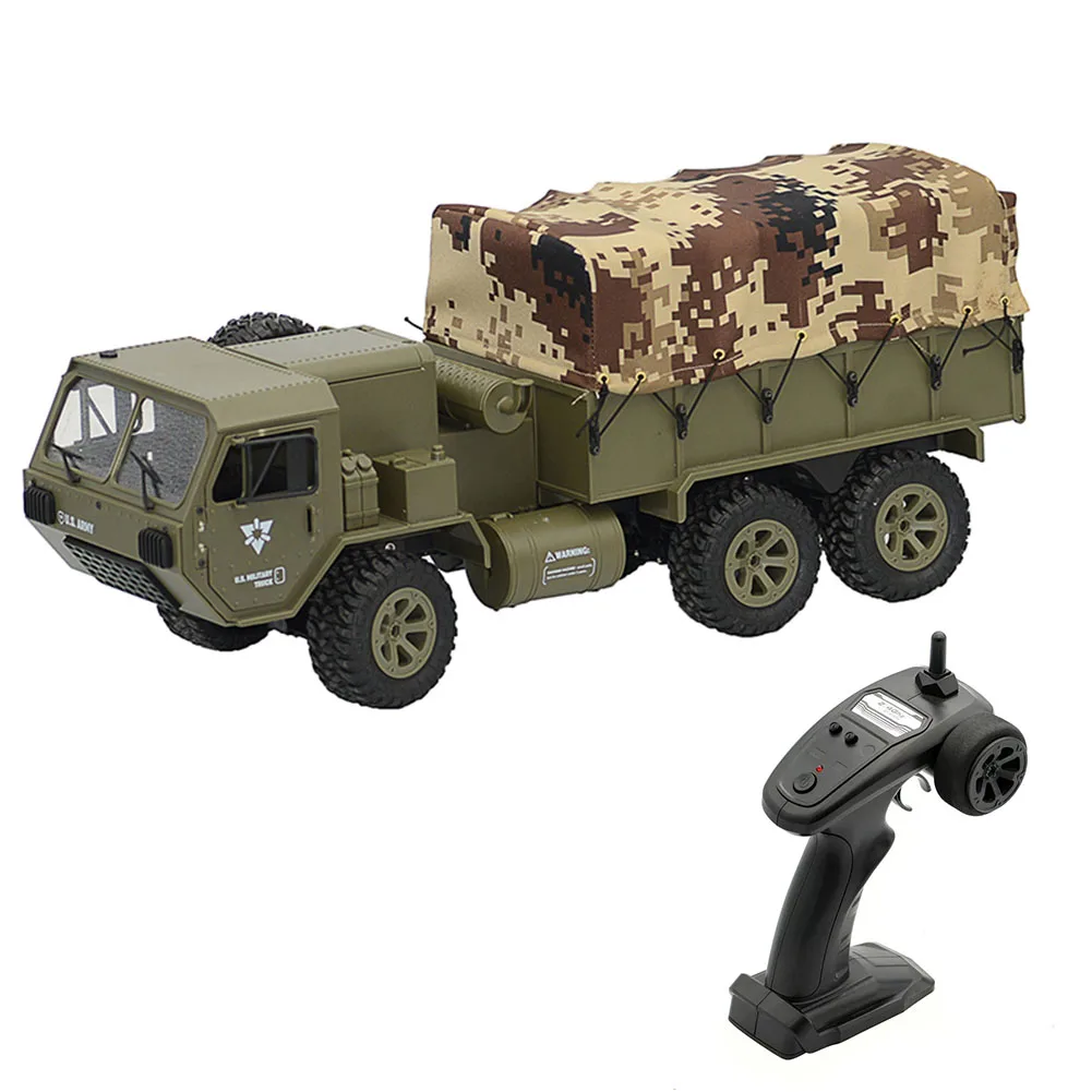 With Tent FY004A 1:16 6WD Забавный Легкий 2,4G Радиоуправляемый автомобиль внедорожный армейский грузовик пропорциональный подарок для мальчиков Детский хобби автомобили модель игрушки - Цвет: With Tent