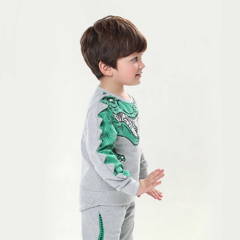 Детский осенне-зимний свитер с милым рисунком динозавра; Новые Топы для мальчиков и детей; Модный спортивный костюм с рисунком динозавра; топы