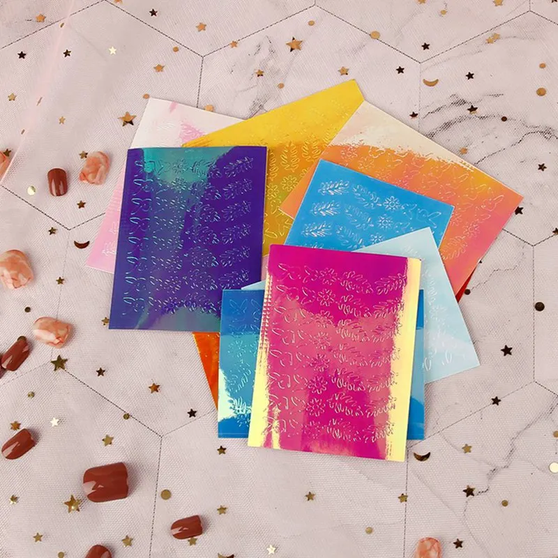 16Sheet/Pack DIY Nail Art Flame Nail Stickers Thin Laser Fire Nail Sticker Decals Manicure 3D Nail Art Decorations