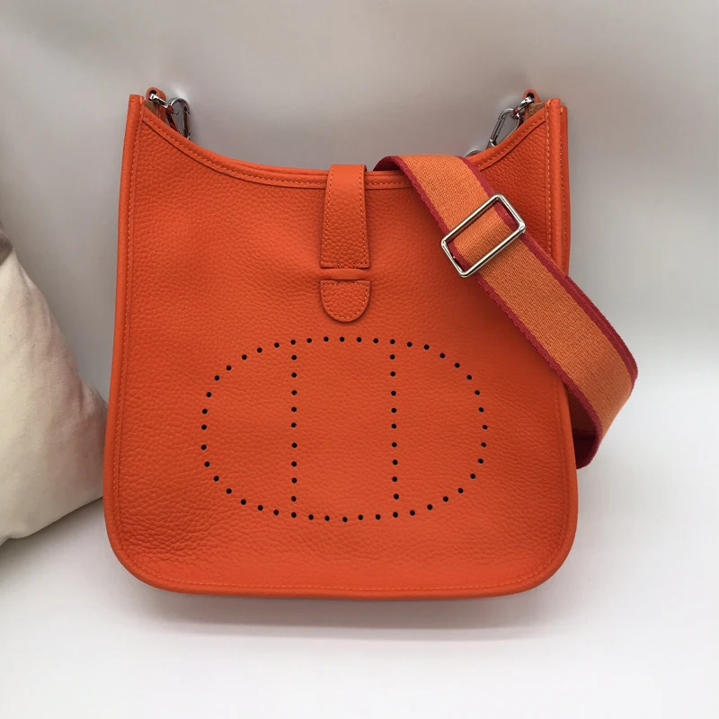 Leather diagonal bag Eveline large wide shoulder strap leather shoulder bag fashion new H original lychee pattern