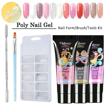 

Professional 15ml Poly Nail Gel Kit Varnish Home Salon Long Lasting Manicure Tool With Double End Pusher Quick Building Polish