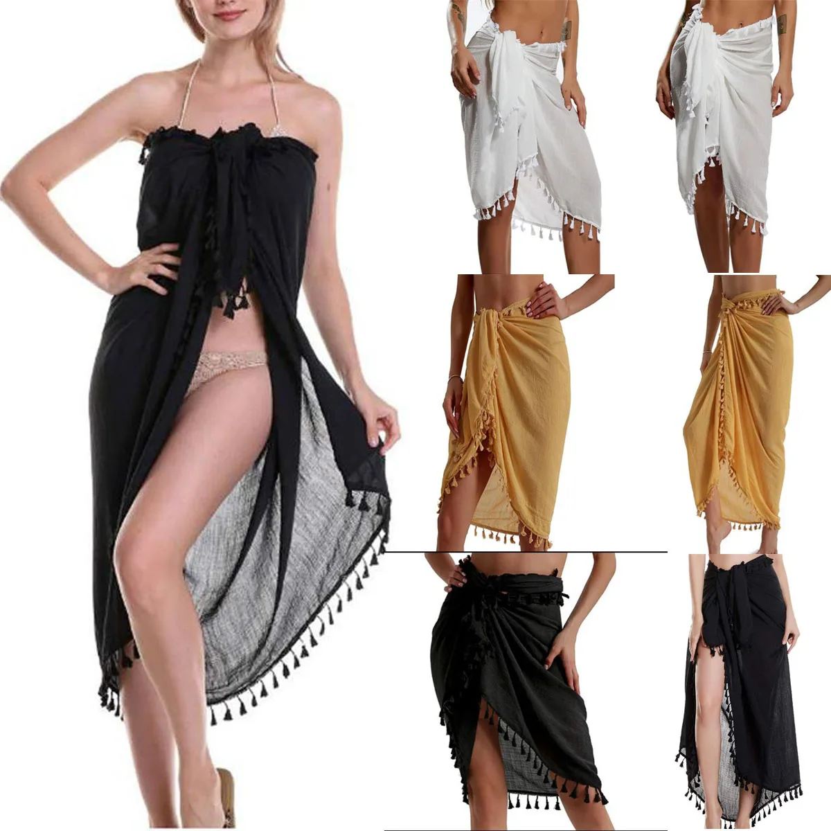 Wens Knipoog volume Cover Ups Dames Beach Bikini Cover Up Solid Color Pareo Chiffon Wrap Dames  Casual Sarong Sjaal Beachwear Badpak Badpakken Van 26,19 € | DHgate