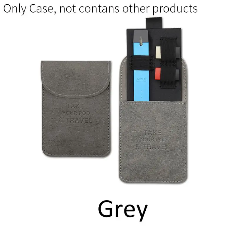 gray New Portable Ultra-thin Mini Slim Leather Wallet Pocket For JUUL Carrying Pouch Pods Storage Bag - Цвет: gray