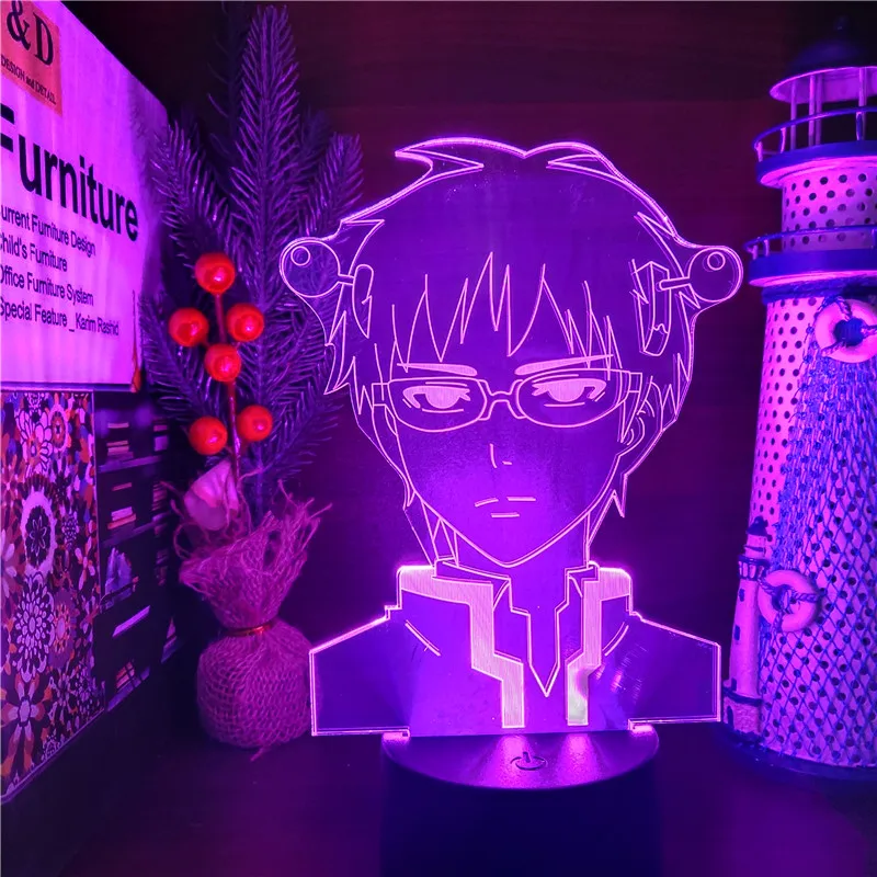 Anime The Disastrous Life of Saiki K Figure Saiki Kusuo 3D Night Light Desk Lamp