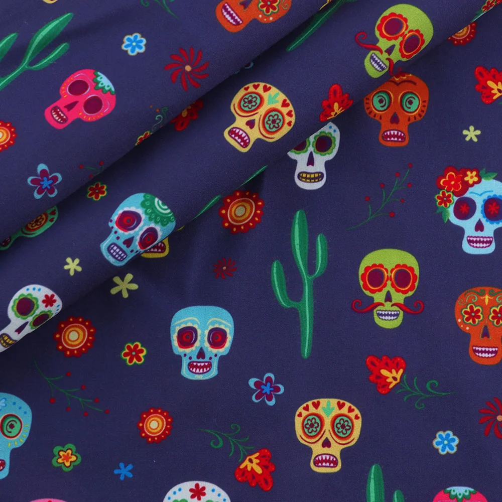 Тканевая ткань для вечеринки с принтом на Хэллоуин полиэфирное шитье мультяшное