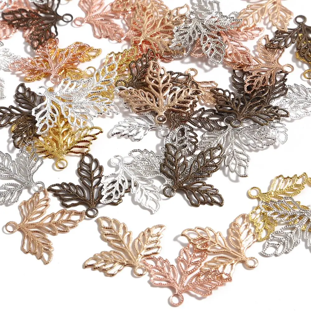 10pcs Filigree flower leaf Wraps Metal Charms For Embellishment Scrapbook DIY Jewelry Metal Craft Wraps ear accessories