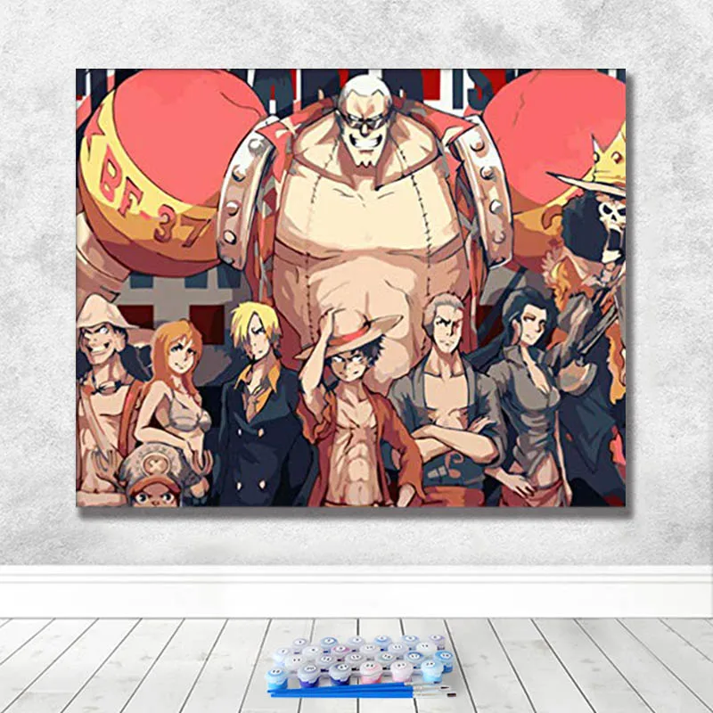 DIY Рисование по номерам с наборами Аниме one piece персонаж декоративный вешается на стену - Цвет: 22571