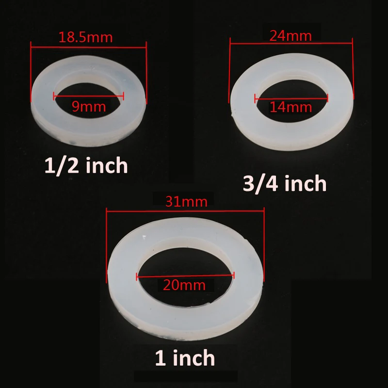 Rubber O Rings Sealing Gasket Rubber Washers Silicone O Rings Stainless Steel Washer 10pcs/set 1/2" 3/4" 1" Rubber Ring Silicon Flat Gasket Sealing Ring for Shower Nozzle Hose Pipe Bellows Tube Washer