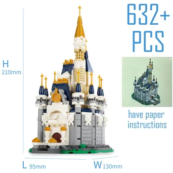 

MOC DIY Cinderella Princess Castle City Street Model 632PCS Building Block View Kid Toys For Children Gift Movie 71040 16008