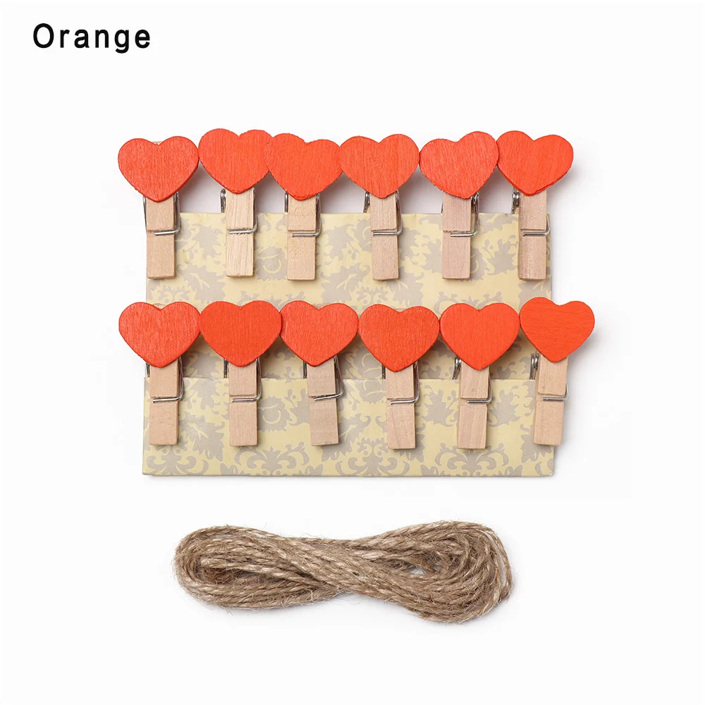 10pc orange 10/50 шт./компл. красочные мини сердца деревянные колышки для фото зажимы Свадебная вечеринка Декор Craft Подарки - Цвет: 10pc orange