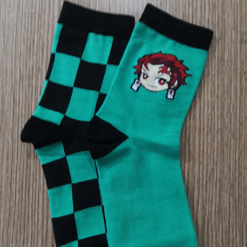 Аниме Demon Slayer Kimetsu no Yaiba Kamado Tanjirou Kochou Shinobu носки с вышивкой до щиколотки рисунком из