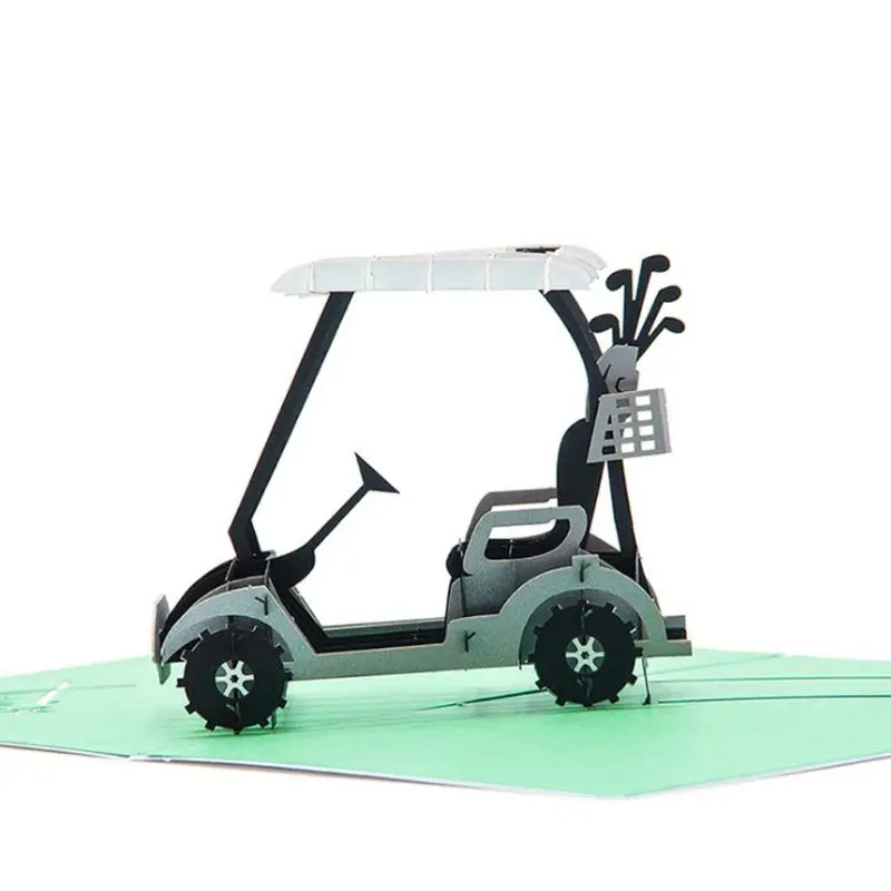  Golf Cart 3D Pop Up Greeting Card Handmade Birthday Wedding Invitation Craft Art - 4000258110786