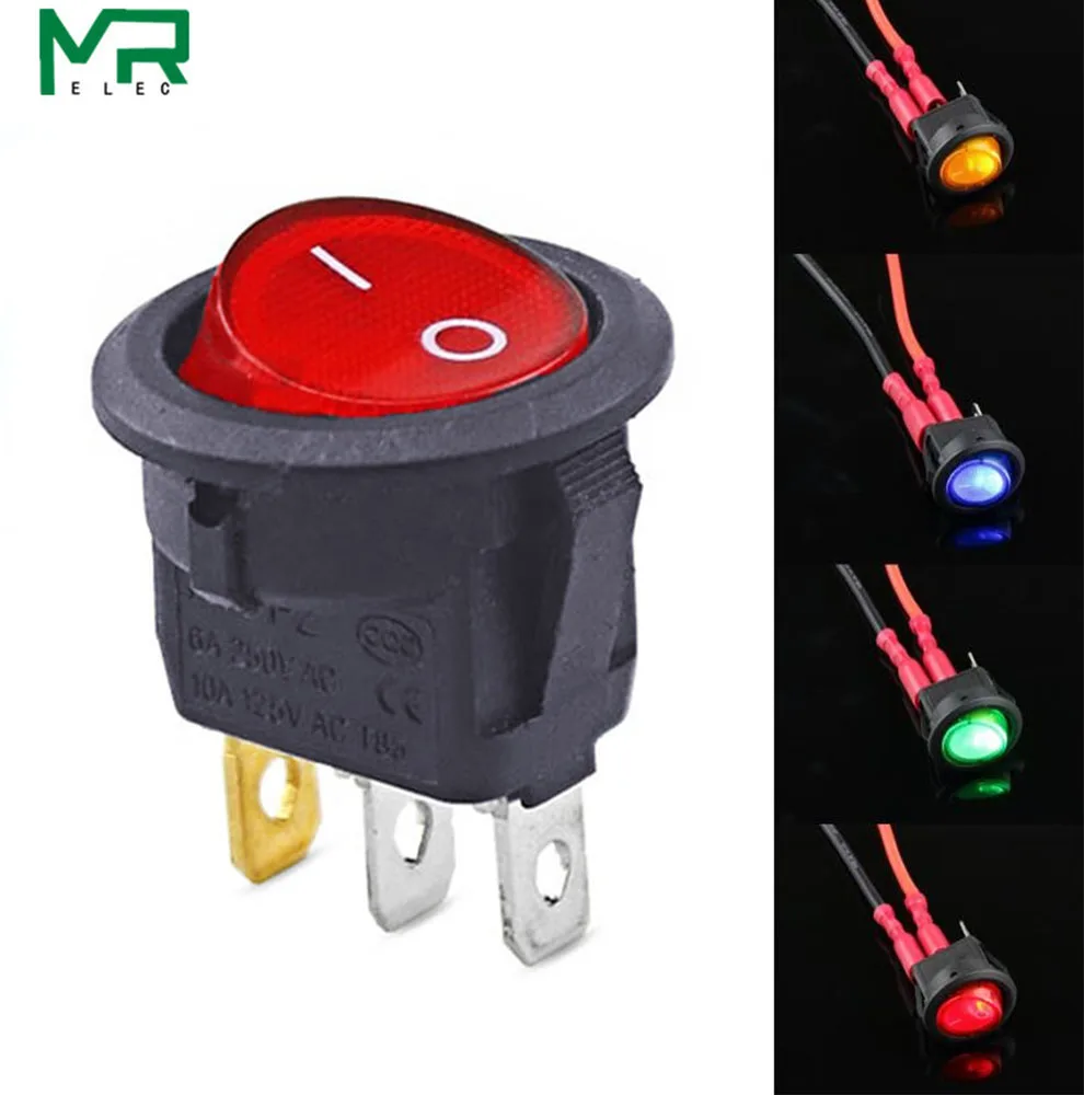 12V 20A Red Green Yellow Aoyoho 12pcs Car Truck Rocker Round Toggle LED Switch On-Off Control Blue 