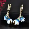 2022 Bohemia Yellow Gold Color Stamen Flower Drops Earrings for Women Elegant Blue Enamel Dangles Earrings Vintage BohoJewelry ► Photo 2/4