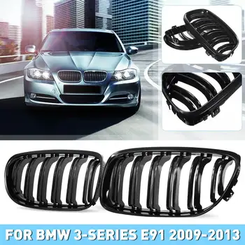 

Gloss black 2pcs Car Front Kidney Grilles Dual Line for BMW E90 E91 3-Series 2009 2010 2011 2012 2013 Car Styling Racing Grills