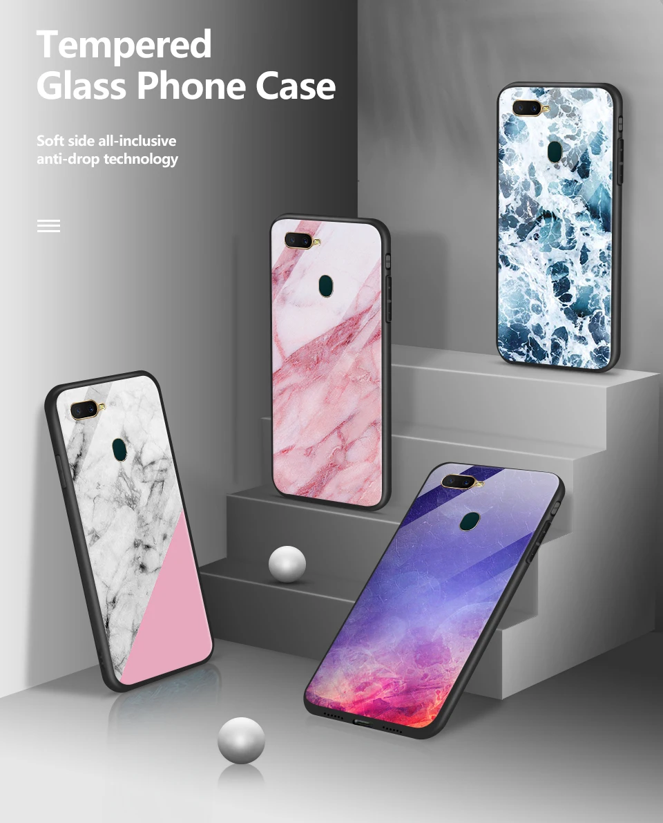 Для oppo A3 A3S A39 A5 A7 A57 ТПУ закаленное Стекло чехол для oppo AX5 AX7 модный противоударный чехол для телефона CPH1803 1901 1701 ракушками