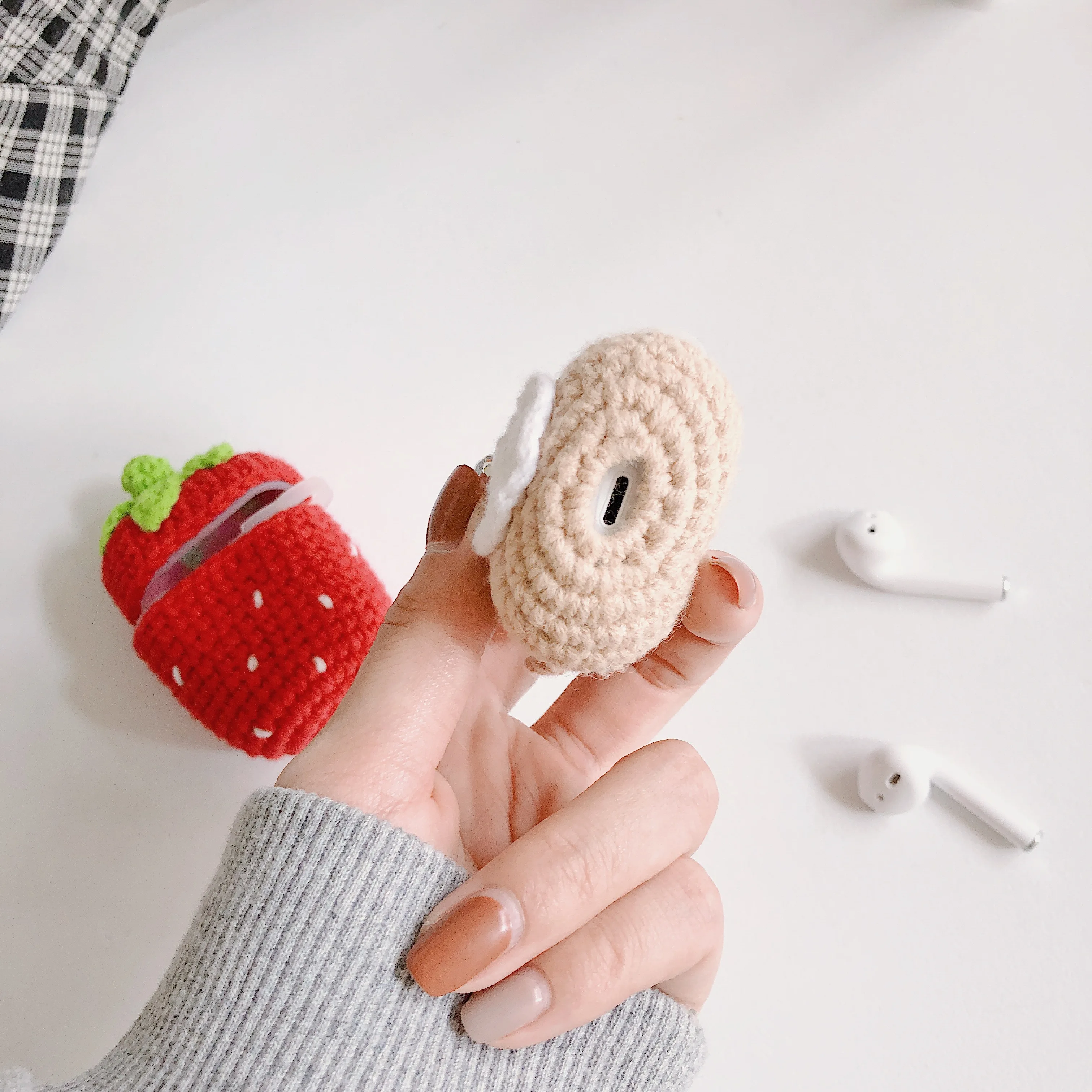 Милый 3D чехол для наушников для Apple Airpods, вязаный чехол, аксессуары, беспроводной bluetooth чехол для наушников