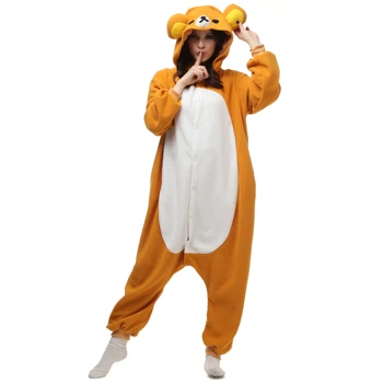 

New Animal Adult Kigurumi Rilakkuma Bear Onesie Soft Fleece Pajamas Cartoon Cosplay Costume halloween Party Jumpsuits Suit