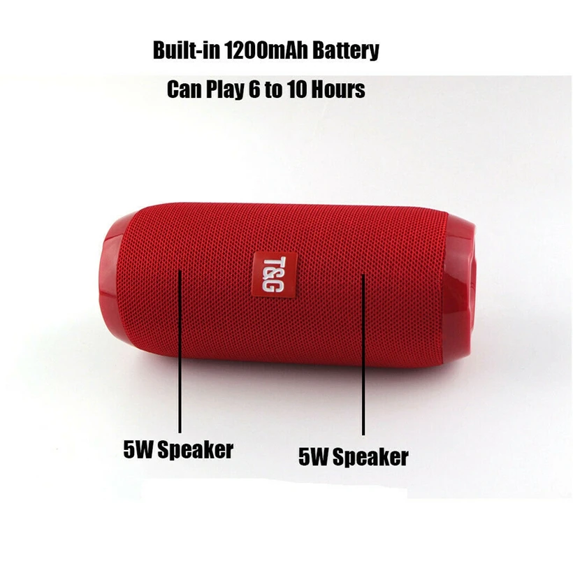 Водонепроницаемый сабвуфер портативный Bluetooth динамик 8D объемный громкоговоритель TF карта/AUX/FM радио/звонок 1200 мАч для спорта на открытом воздухе - Цвет: Красный