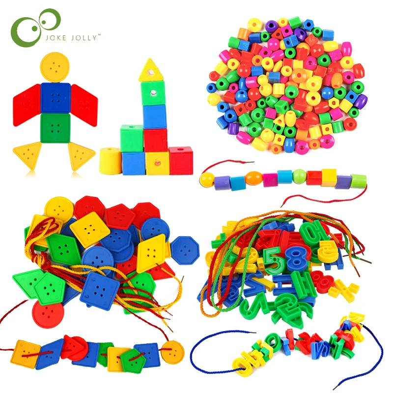 Blocks-Toys Beads-Game Teaching-Aids Number Geometric Early-Education Threading Baby