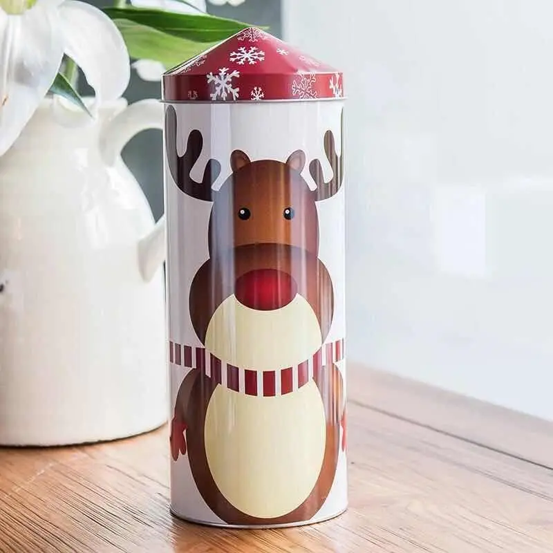 Elk 1pcs Рождественский подарок Коробки олова посылка чехол Санта Клаус Снеговик Пингвин упаковочные коробки с принтом праздничные декорации 3 предмета в комплекте - Цвет: Elk 1pcs