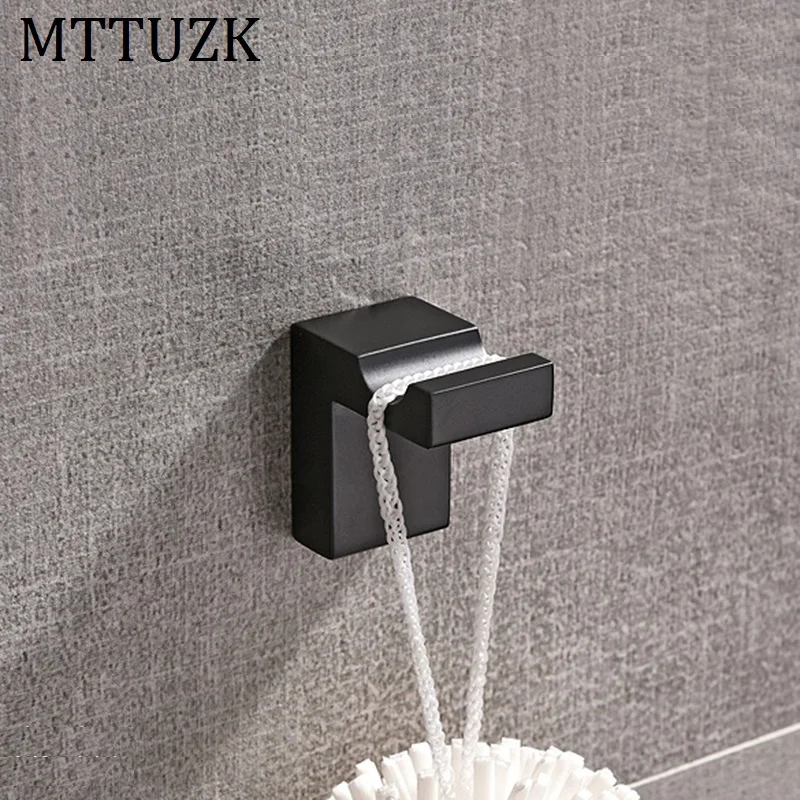 MTTUZK цельнометаллическая латунь матовая Золотая халат крючки для верхней одежды Ванная комната blackполотенцесушитель крючки с настенным креплением дверь задний крюк для кепки, пальто, одежда - Цвет: black