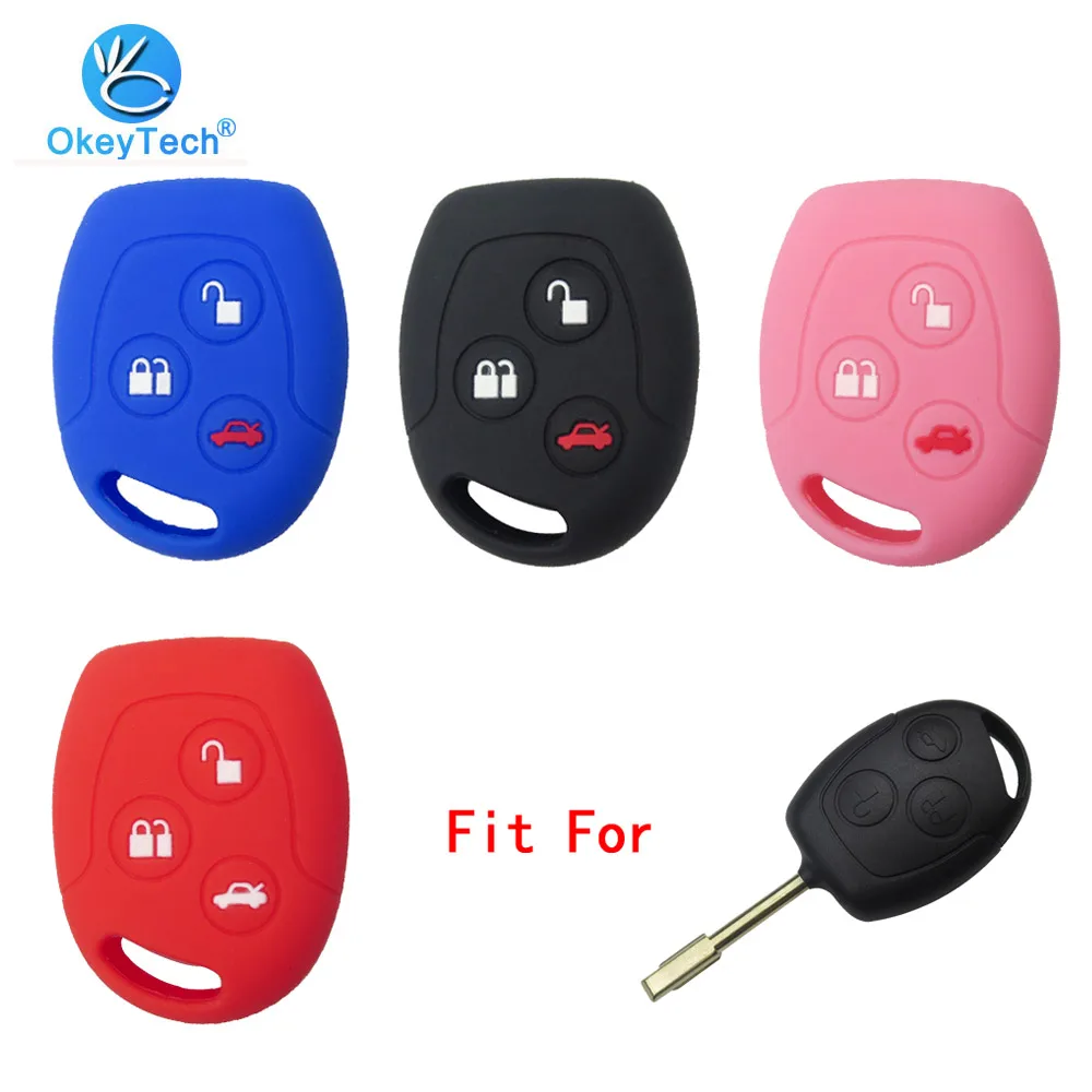 OkeyTech 3 кнопки мягкий силиконовый чехол для ключей от машины комплект Ford Focus Mondeo 2 MK4