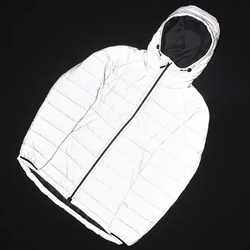 

Winter Thick Loose Glowing Parka Hoodies Reflective Jacket Women Luminous Casual Overcoat hip pop hoodies warm streetwear Coat