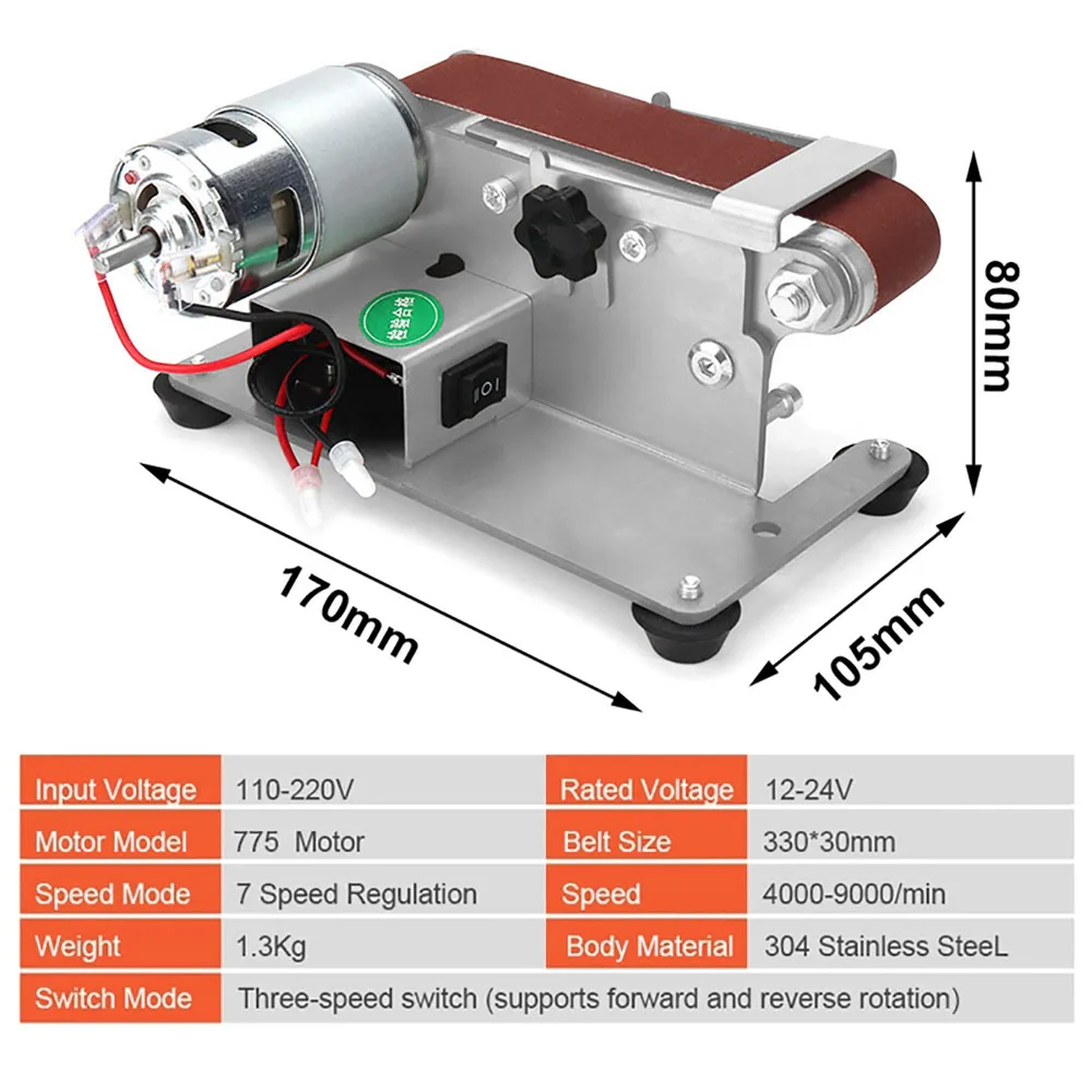 110V/220V Mini Electric Belt Sander DIY Polishing Grinding Machine Cutter Edges Sharpener Woodworking Multifunctional Grinder