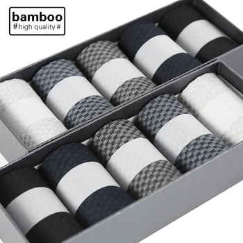 

10 Pairs/Lot High Quality Men Bamboo Fiber Socks Happy Man Dress Socks Male Winter Warm Long socks Black Stockings For Gift