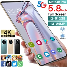 Global Version Mate40 Pro 12+512GB Smartphone HD Full Screen Android 10 4800mAh 5.8