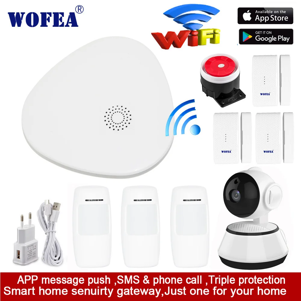 wofea WIFI RF Gataway Home Security Alarm System DIY KIT IOS&Android