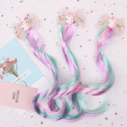 6Pcs/Lot Children Pigtails Hair Clip for Girls Shiny Glitter Unicorn/Star/Hair Bows Hairpins Colorful Wig Hair Accessories