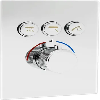

Bathroom Brass 3-Way Multi-Function Shower Faucet Mixer Rough-In Valve Trim Kit, Push Button Design Polished Chrome
