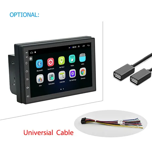 2 Din 7018G Автомобильный мультимедийный плеер+ gps навигация+ карта камеры 7 ''HD сенсорный экран Bluetooth Авторадио MP3 MP5 видео стерео радио - Цвет: Universal Cable